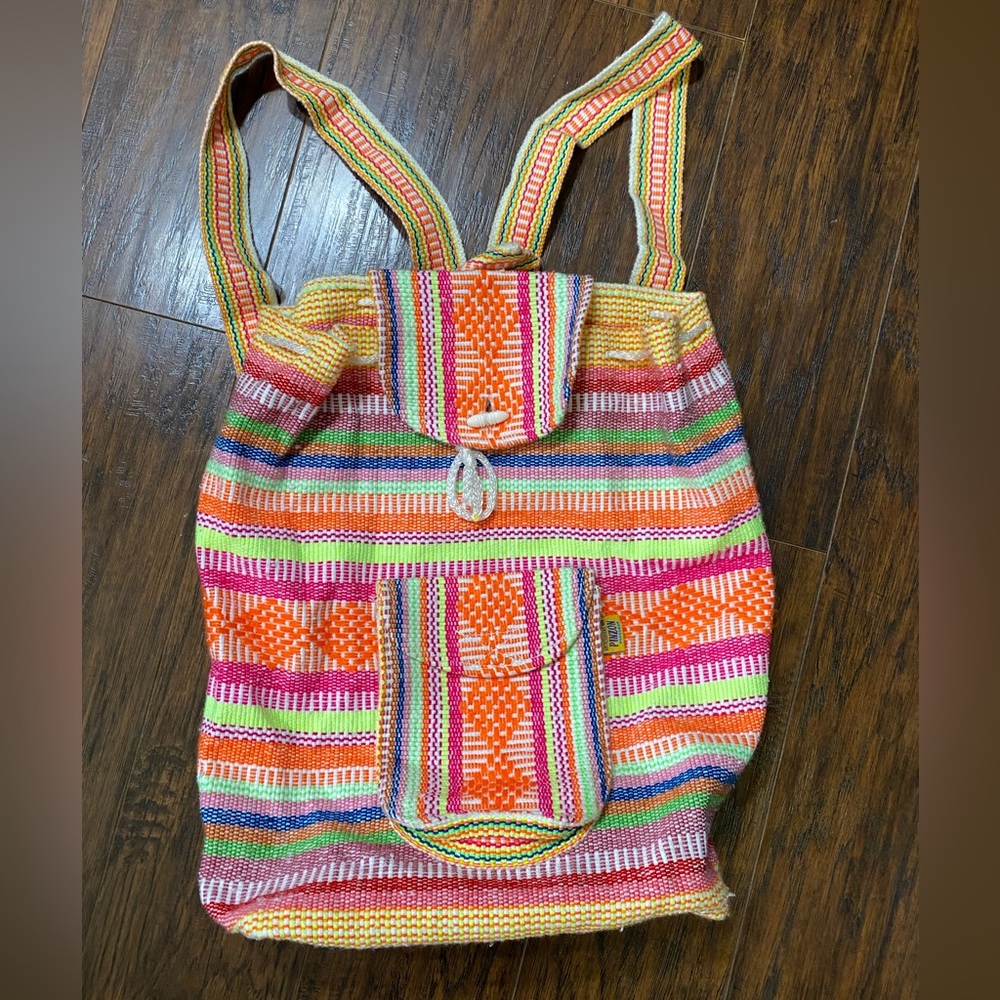 Cute woven drawstring backpack
